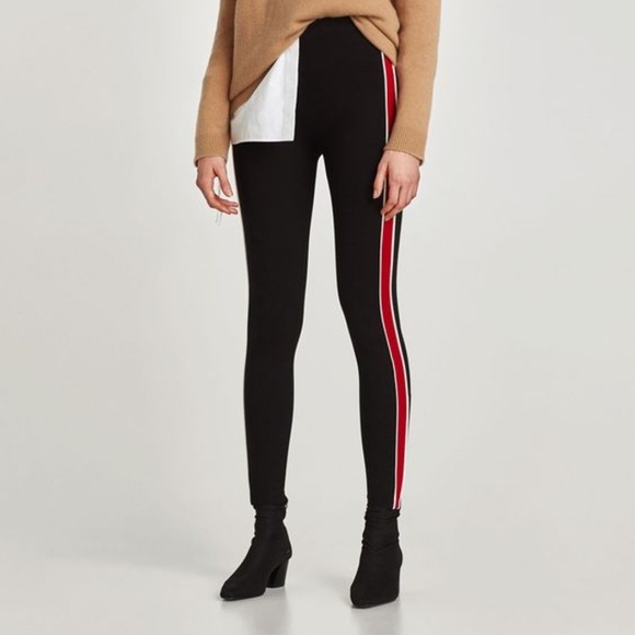 Zara Denim - Zara Black Jean Jeggings with stripe NWT